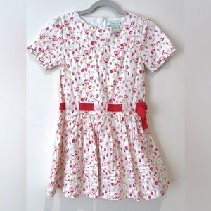 Girls Lucy Sykes NY Dress. Summer White with Tulips. Drop waist. 100% Cotton. 6